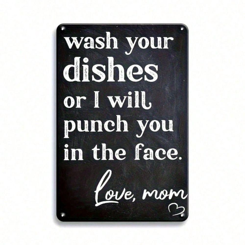 

Metal Wall Sign Wash Your Dishes Funny Kitchen Decor Wooden Frame Gift for Women Mom Friend