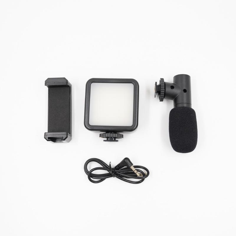 Action Camera Stabilizer with LED Light for Outdoor Live Streaming and Photography