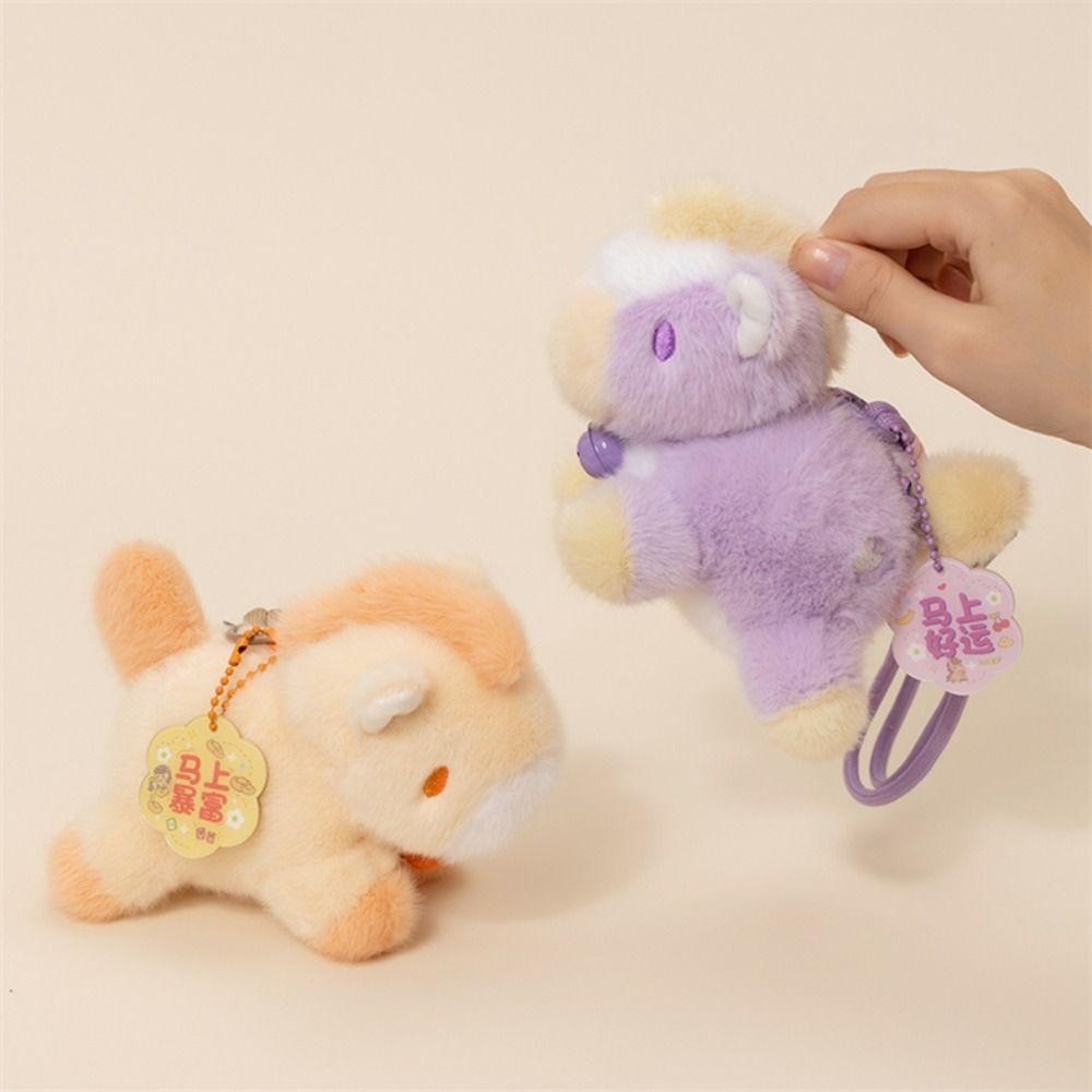 Horse Year Soft Stuffed Pony Pendant Cute Style Multi-color Keychain Pendant Design Material Lucky Pony New Year