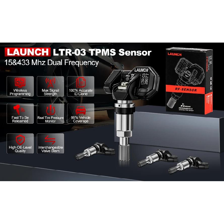 LAUNCH X431 TSENSOR-05 Univerzální TPMS senzor 315MHz/433MHz Duální frekvence Nastavitelný úhel Gumový ventil Monitor tlaku v pneumatikách