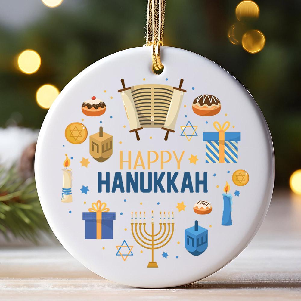 Happy Hanukkah Ornament Chrismukkah Keepsake Interfaith Family Gift Ideas Je and Christian Family Decorations