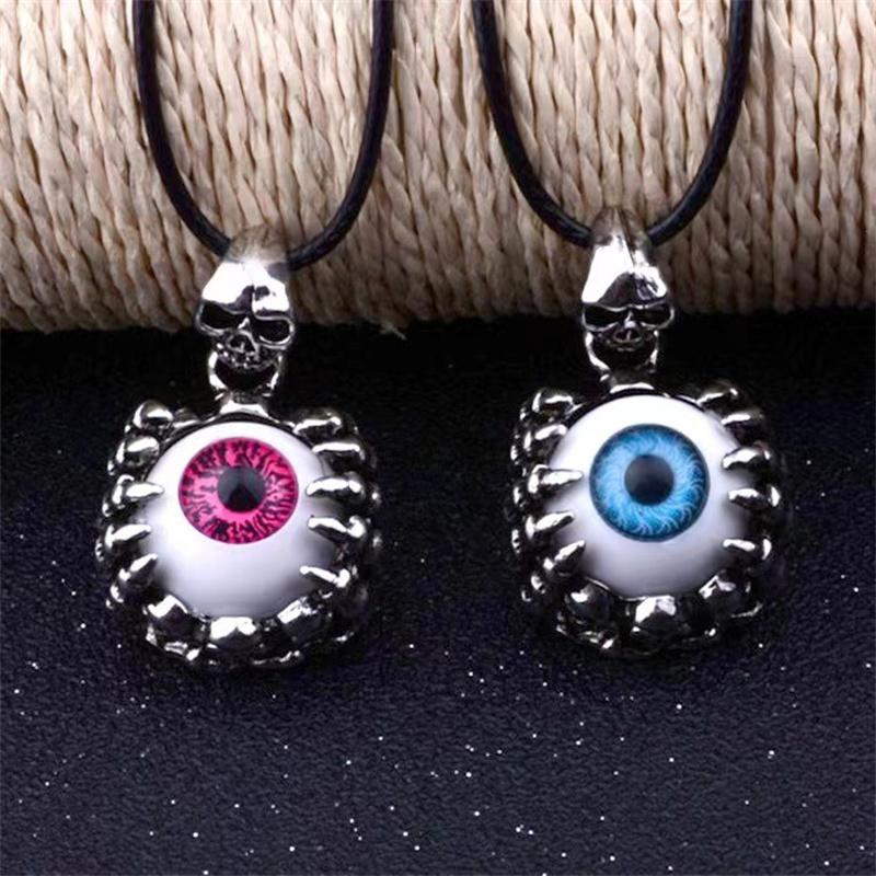 Gothic Eye Skull Necklace, Punk Eye Pendant Titanium Steel, Unique Personality Pendant
