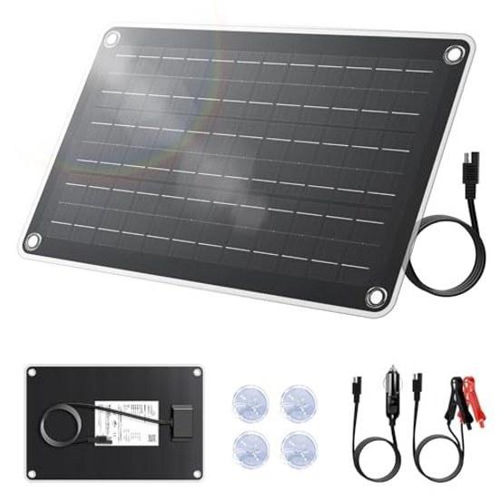 Car battery maintenance charging compatible LVYUAN Vehicle Solar Panel 12V 20W Trickle Charger Kit Monocrystalline Portable Ultra Lightweight IP67 via