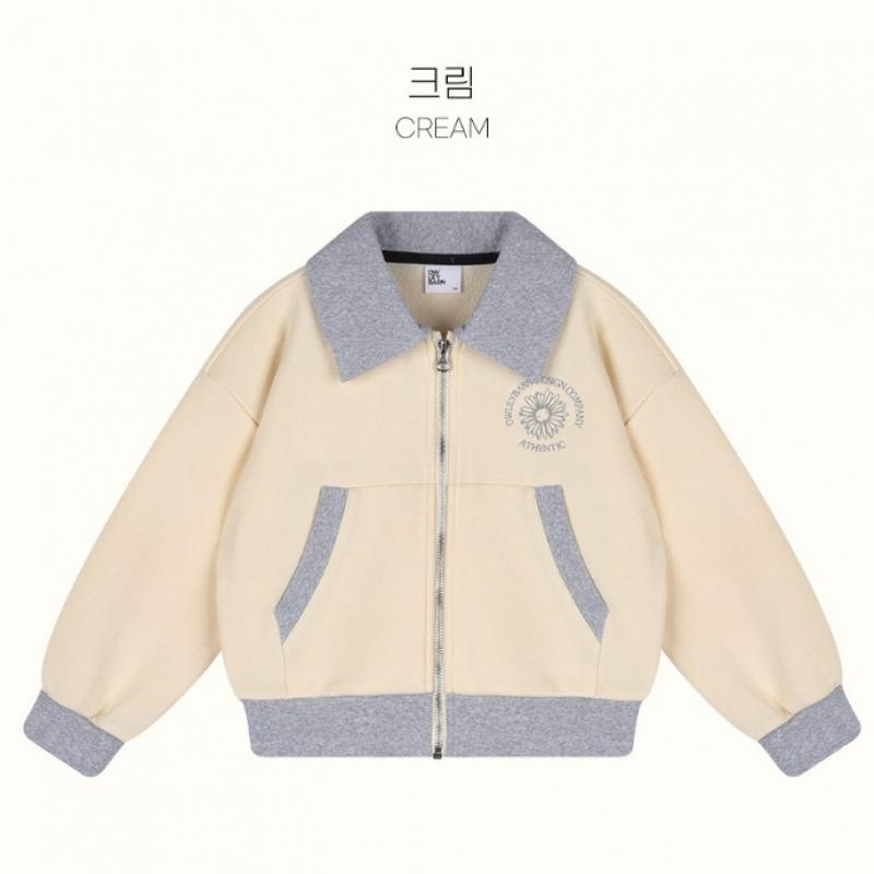  Olivan  Color Embroidery Pocket Hoodie Zip Up  Cream 
