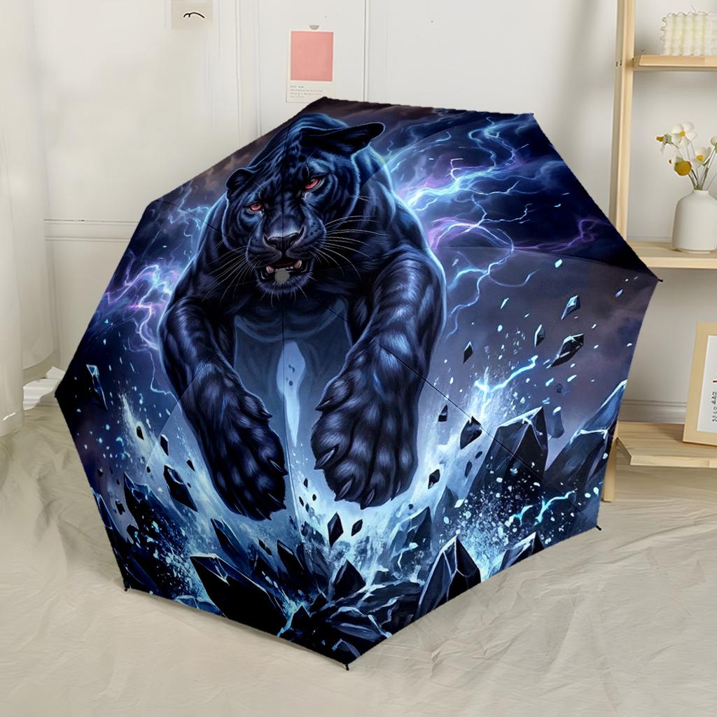 Leopardo in un Giardino Sognante Ombrello Automatico Ombrello Pieghevole con 8 Stecche Plastica e Ferro Resistenti Ombrello Resistente per l'Uso Quotidiano