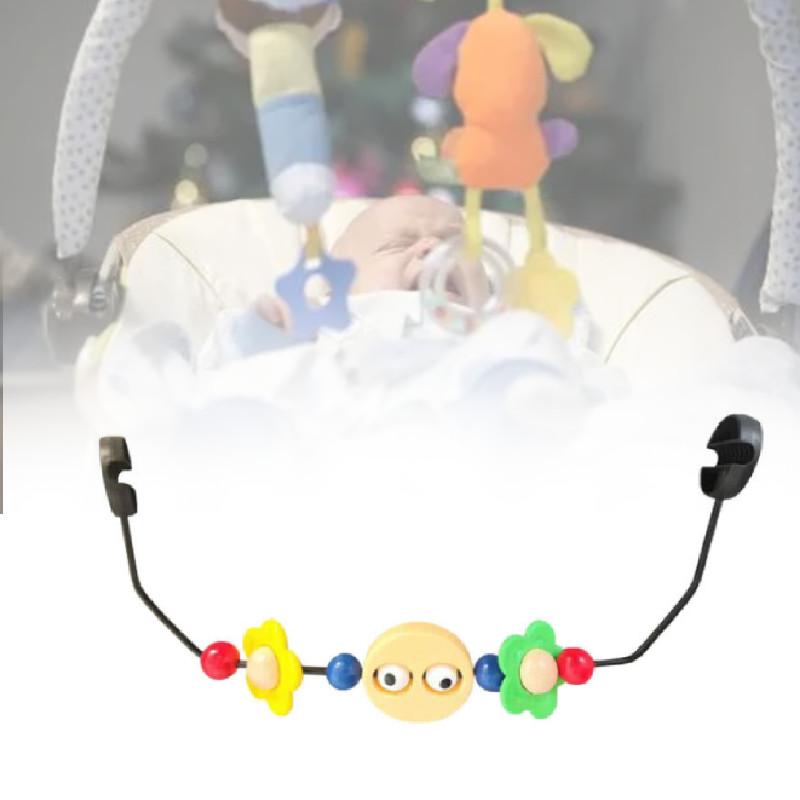 Cozy Wooden Baby Rocking Chair Toy Stand With Colorful Plush Toys For Infant Enjoyment