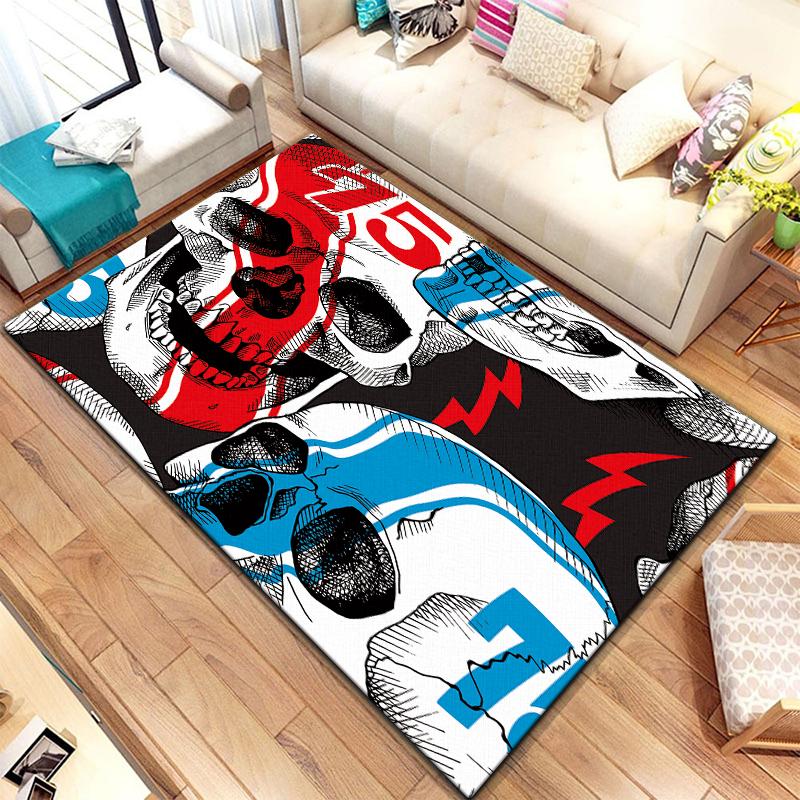 Vintage prydnadsskallar Rosmönster matta för mattor i vardagsrummet Camping Stranger Things Picknickmatta Anti-halk E-sportmatta