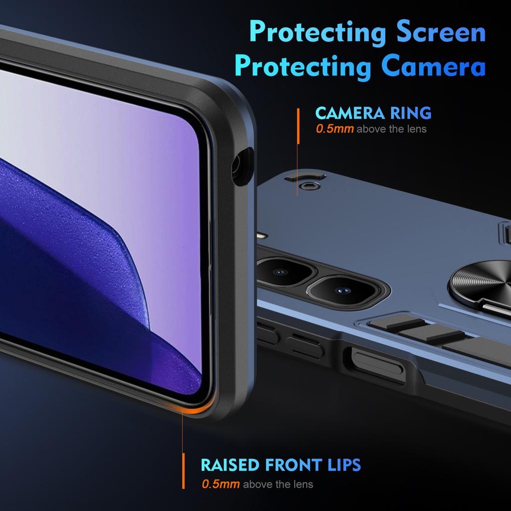 For Infinix Hot 60 Pro+ 4G Case PC+TPU Drop Defend Phone Cover with Ring Kickstand