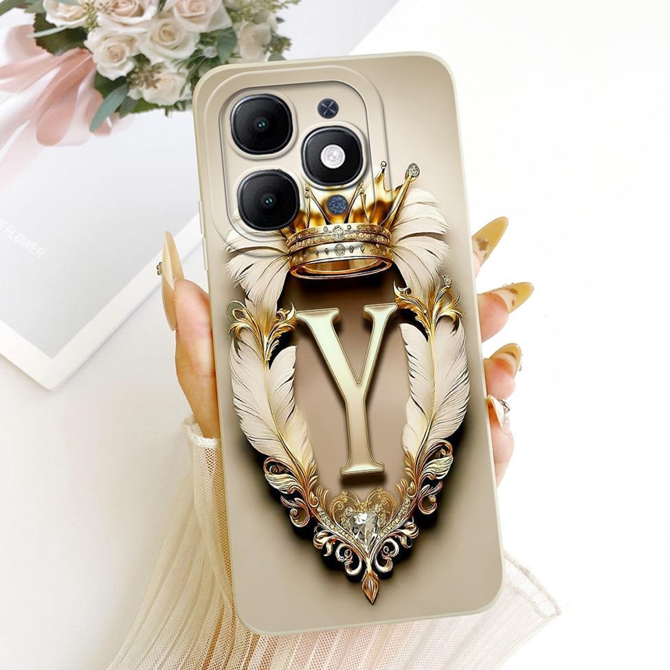 For ITEL A6610L Cover For ITEL A90 4G Case Silicone Luxury Crown A-Z Letters 2D Flat Pattern Soft Phone Case For ITEL A 90 4G