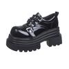 Spring 2025 new soft leather lace-up platform heightening loafers women's British style retro versatile JK small leather shoes