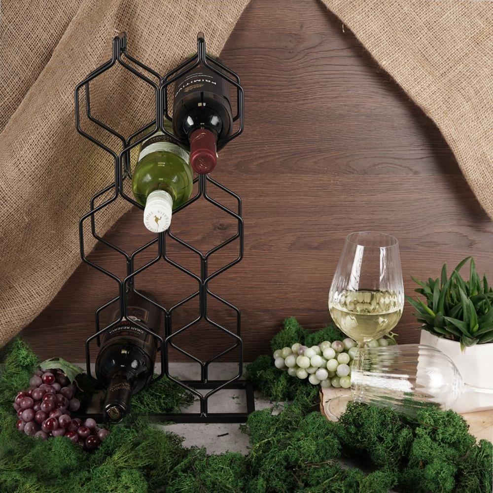 Black metal wine rack for 8 bottles, 23x48 cm