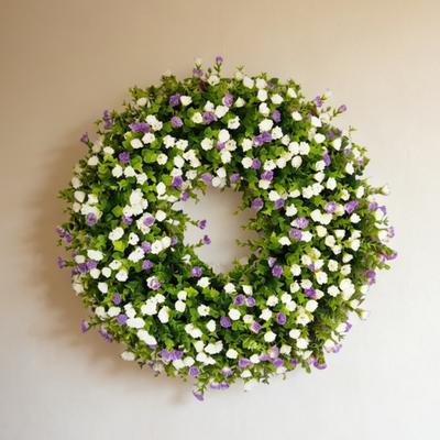 Spring Summer Wreath for Front Door Artificial Wildflowers Wreath with Eucalyptus Leaves for Indoor Outdoor Wall Porch Farmhouse Home Decor