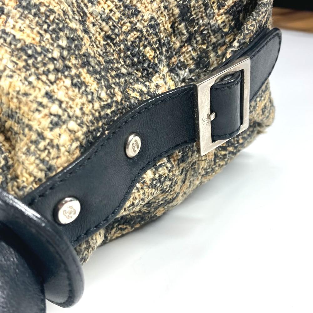 CHANEL Camellia CC CC Mark bag Shoulder Bag Canvas/Leather Black/BeigeBased