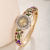 Round Dial Ladies Wristwatch Rhinestone Bracelet Quartz Watch Vintage  Watch  Court Style