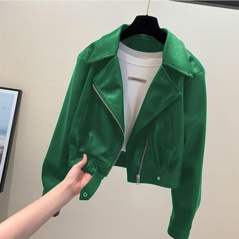 Giacca da motociclista in pelle PU chic e alla moda - Capispalla autunnale corto per donna