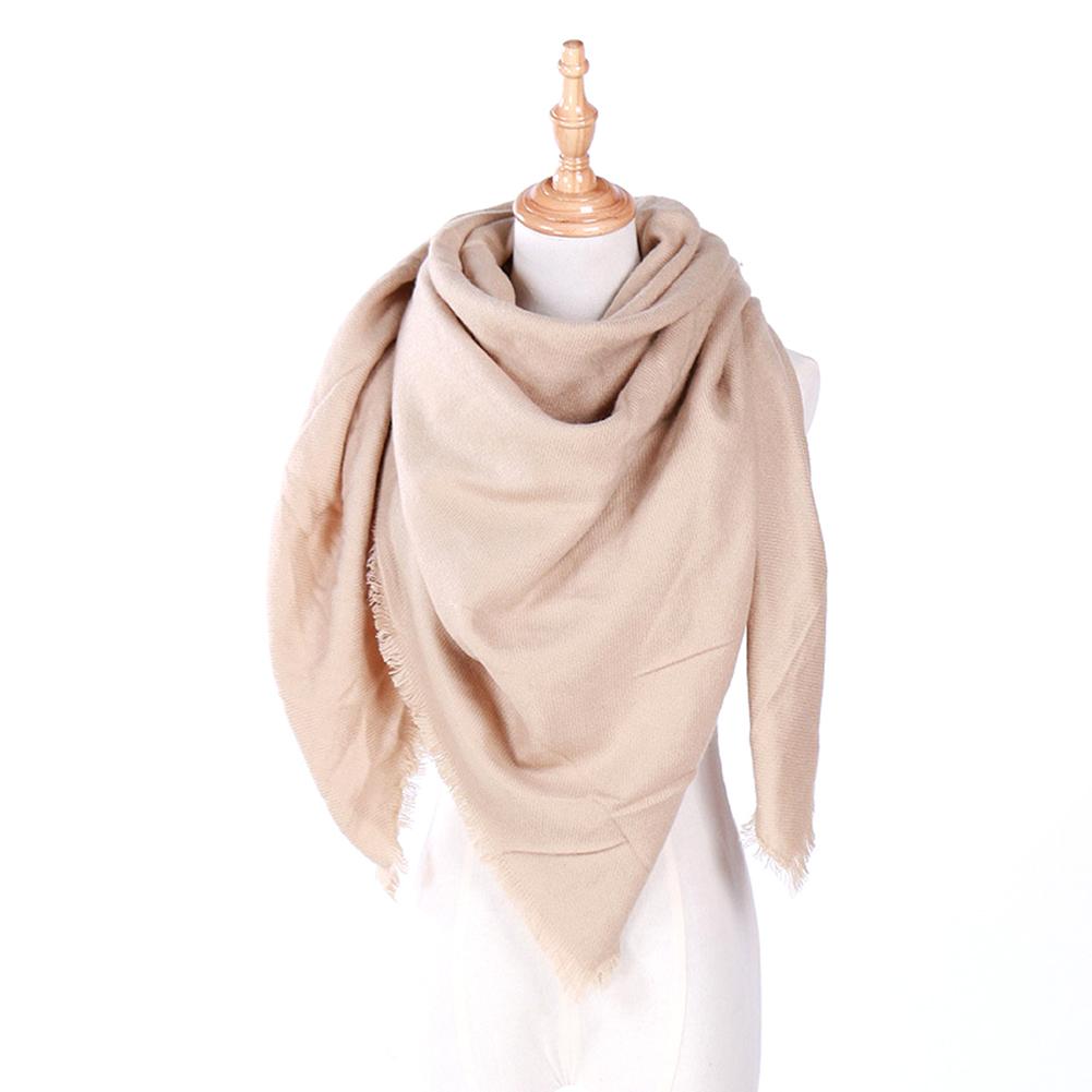 Women Cashmere-Like Scarf Fashion Solid Color Triangle Shawl Wraps Woolen Soft Fleece Scarf