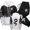Chinese Dragon Tracksuit Hooded Sweatshirt Sweatpants City Vibe Hoodie 2 Piece Set Autumn Winter Men's Daily Casual Sport Outfit