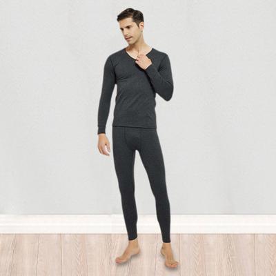2 Pcs/Set Winter Men Thermal Underwear Set V Neck Long Sleeve Warm Thick Plush Seamless Pure