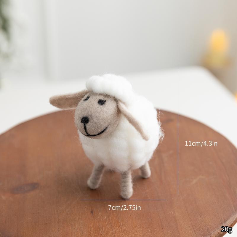 Adorable Felt Lamb Miniature 1Pc Mini Soft Wool Sheep Ornament Small Table Decor for Living Room Bedroom Nursery Party Holiday Gift