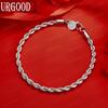 925 Sterling Silver 4mm Twisted Rope Bracelet Fashion Jewelry
