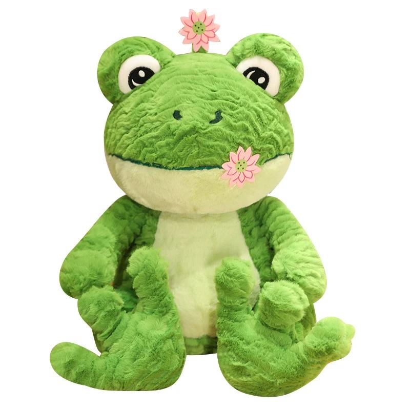 Peluche Rana Verde Giocattolo Simulazione Rane Sdraiata Peluche Morbido Animale Cartone Animato Cuscino Regalo di Compleanno Natale Per Bambini