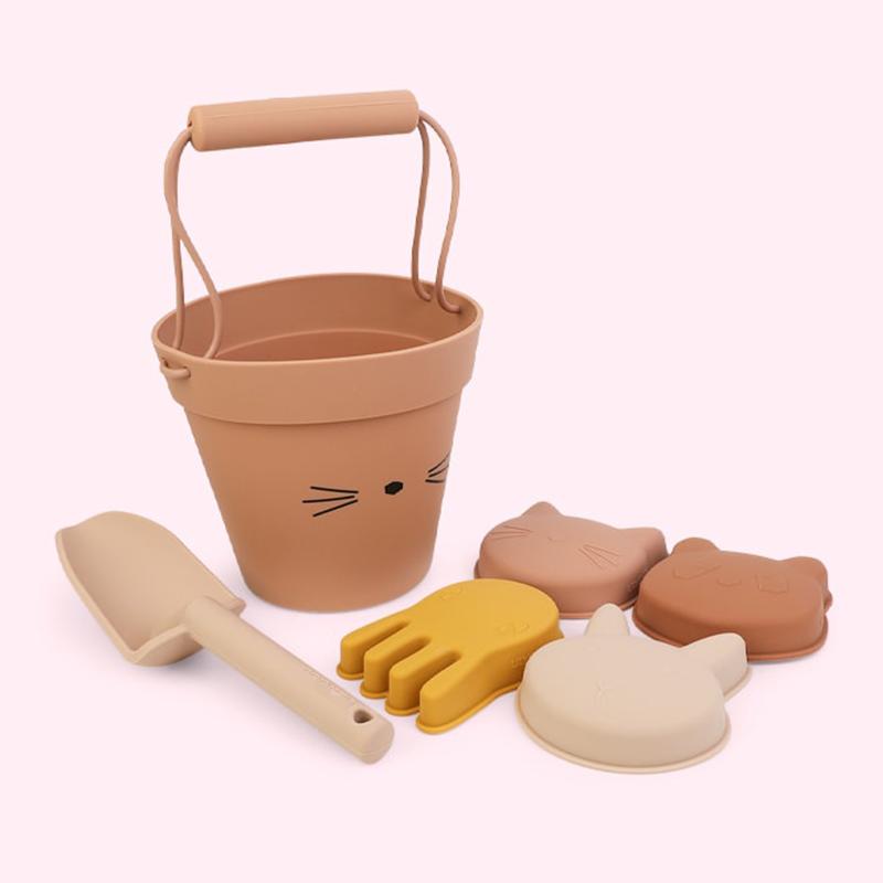 Silicone Beach Toys-Beach Accessories Sand Toy Molds,Shovel and Bucket Set - Baby Bath Water Play Toys,Toddler Outdoor Pool Summer Playset - 6pcs