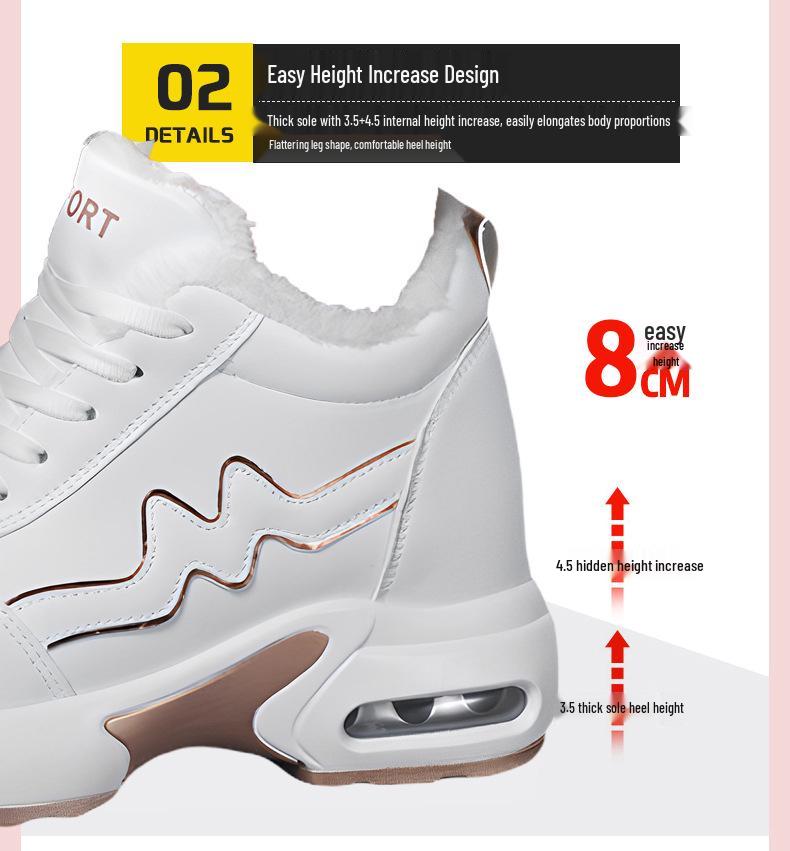 2025 Winter Women's Warm Cotton Sports Shoes - 8cm Height-Increasing, Casual & Invisible Lift Sneakers