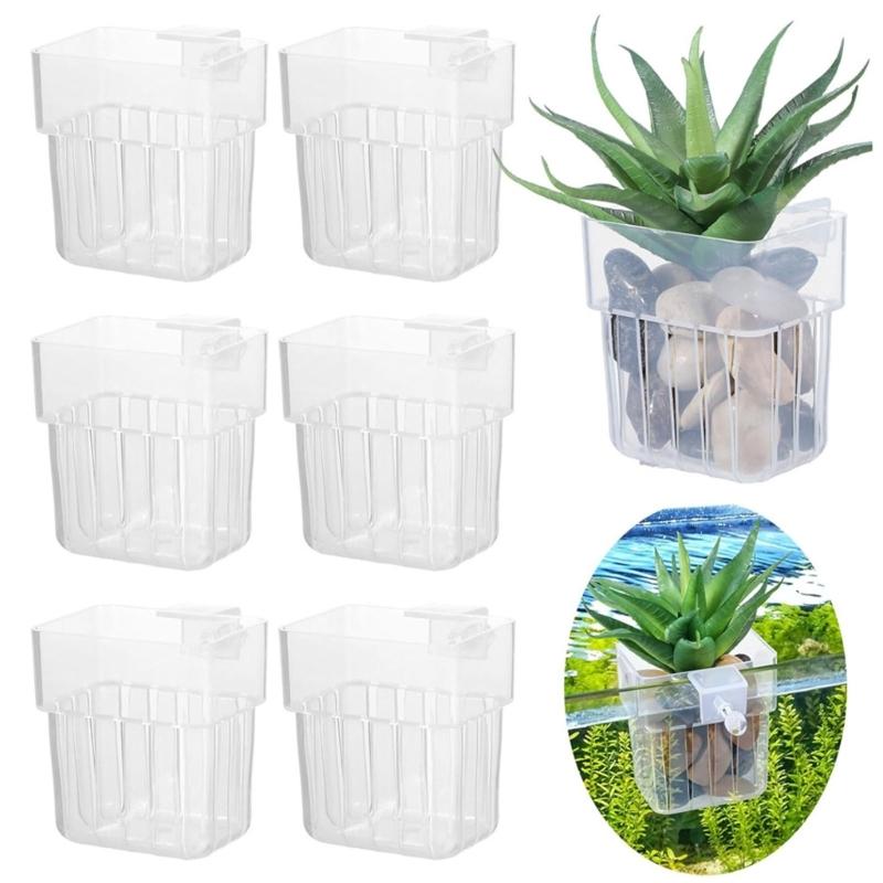 12Pieces Transparent Wall Mount Planter Cup Water Plant Holder For Fishtanks Greenery And Aquascaping Scene Decors