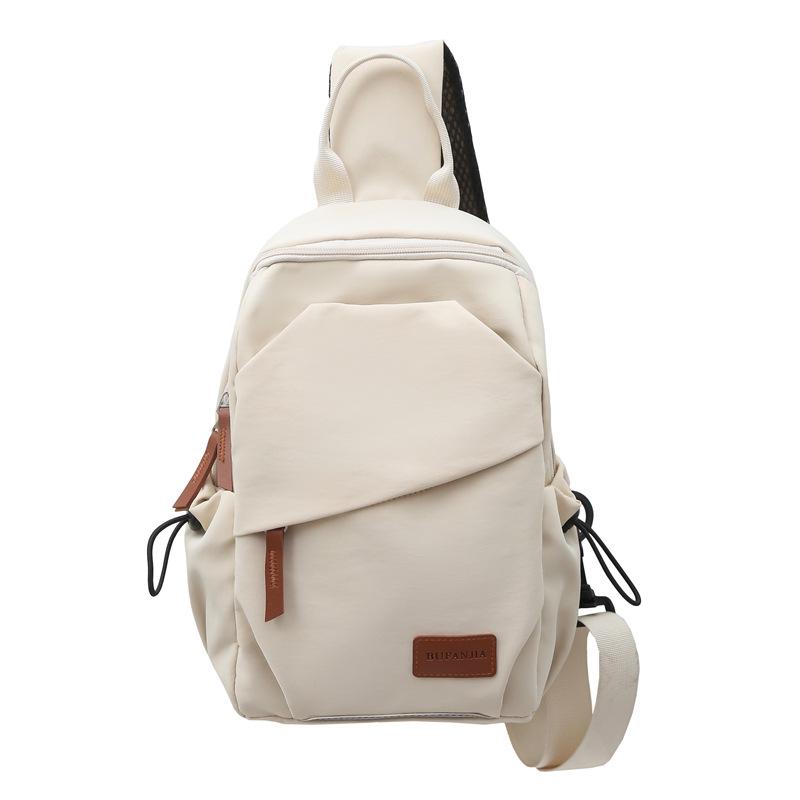 

Мужская нагрудная сумка кроссбоди - Стильный подростковый дизайн, Универсальный однотонный плечевой рюкзак, Повседневный и модный. слоновая кость