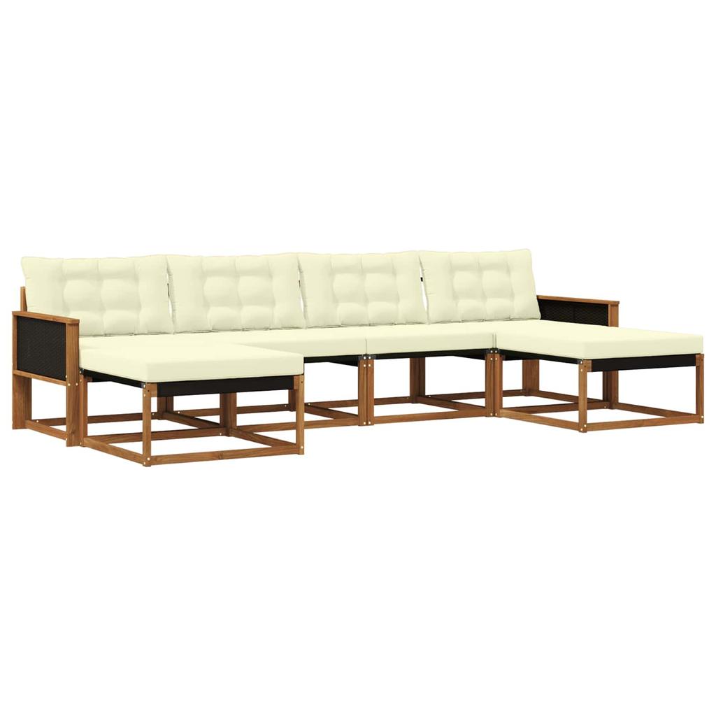 Outdoor Sofa Set with Cushions 6 pcs Natural and Cream