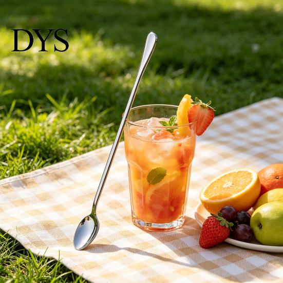 Long Handle Mixing Spoons Stainless Steel Spoon, Polished Metal Stirring Dishwasher Safe Tall Glass Bar Spoon for Cocktails And Coffee Durable