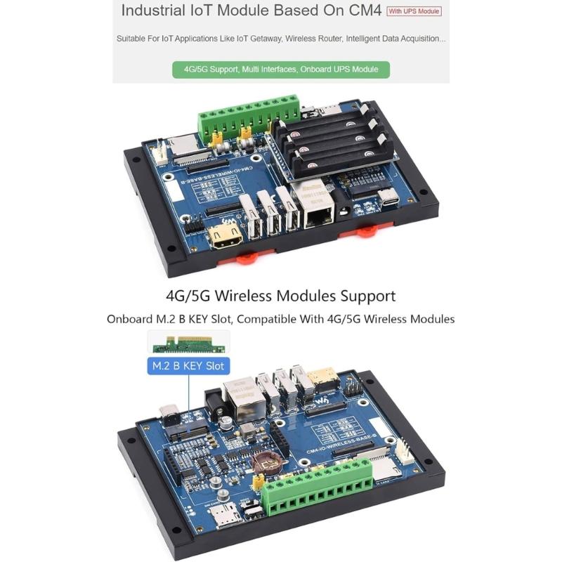 Industrial IoT Wireless Expansion Module Designed for RPi Compute Module 4G/5G Wireless Expansion Board with UPS Module
