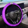 Sparkling Diamond-Studded PU Leather Steering Wheel Cover for Women - Soft, Comfortable, No Inner Ring, Fit, Black with Rhinestone Accents
