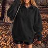 Women's Casual Loose Fit Button-Down Collar Long Sleeve Pullover Sweatshirt