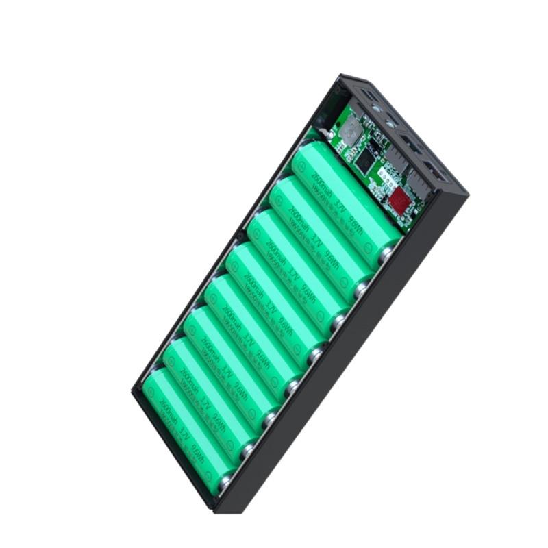 8x18650 Battery Storage Box PD Quick Charge Power Bank Case Support Wireless Charging/Quick Charging Functions
