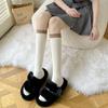 Fashion Color Blocked Calf Socks for Women Autumn Winter Cotton Knitted Warm Knee High Sock Ins Korean Girl Pile Long Socks
