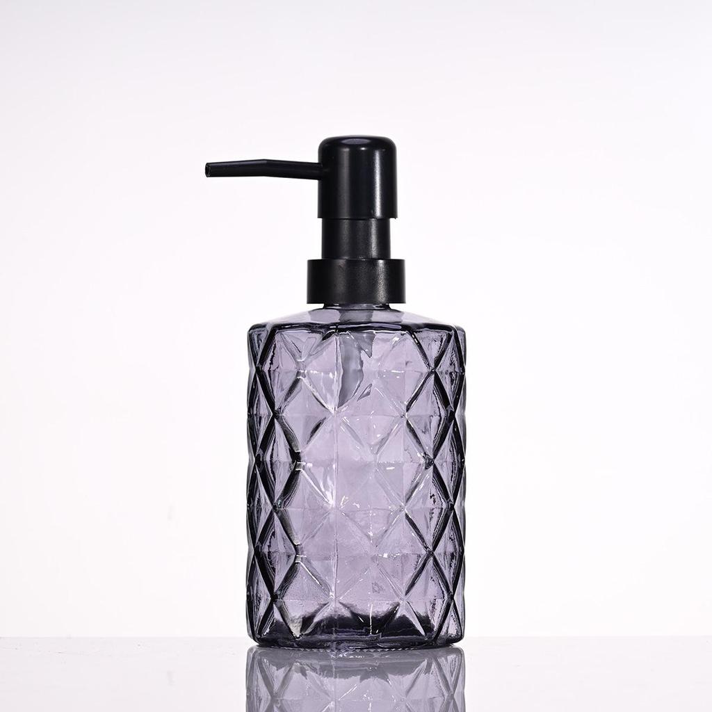 Rhombus Glass Soap, Shampoo & Lotion Dispenser Bottle - Press-Type Refillable