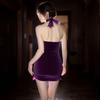 Fairy Purple Velvet Cheongsam Lingerie Set - Tempting, See-Through, Removable Small Chest Pajamas