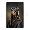 Classy Doberman Pinscher Dog Watercolour Digital Portrait Metal Plaque Garage Character Classic Poster Bar Tin Sign Poster