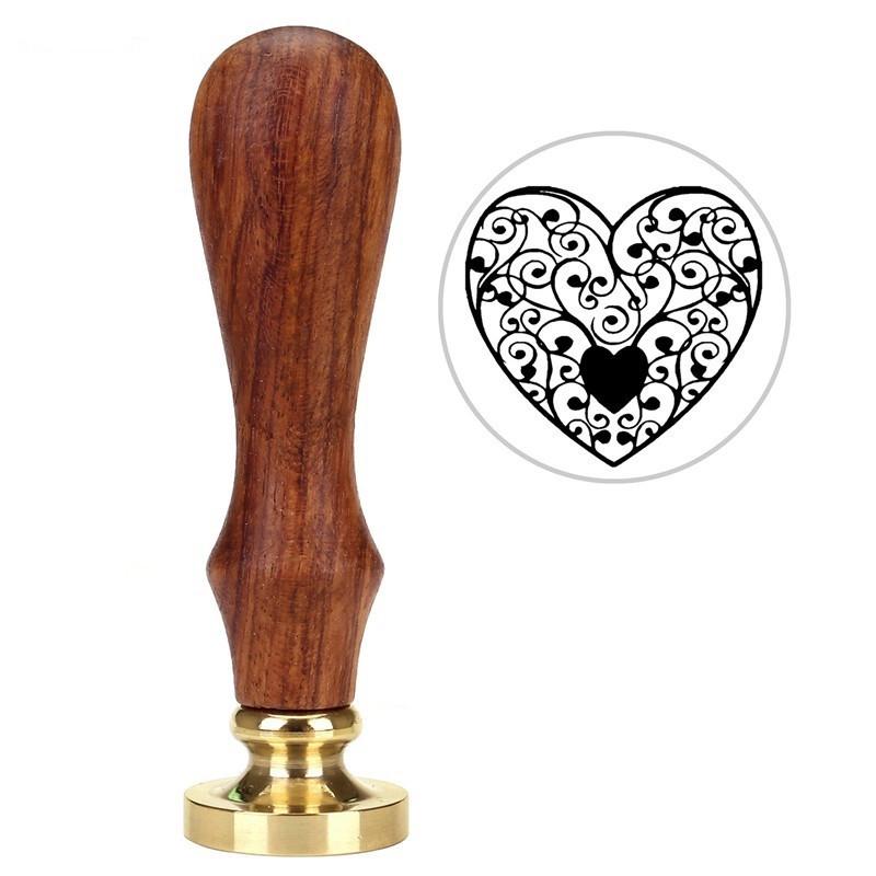 Sigillstämpel med trähandtag DIY Retrostämpel Bröllopsinbjudan Antik stämpel