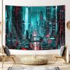 Cyberpunk City Wall Tapestry Neon Urban Art Sci Fi Landscape Bedroom Decor Futuristic Cityscape Hanging Tech Design