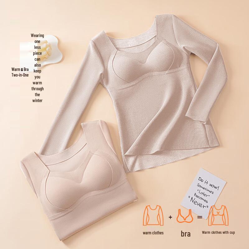 Damska bezszwowa termoaktywna koszulka bazowa z wbudowanymi miseczkami biustonosza