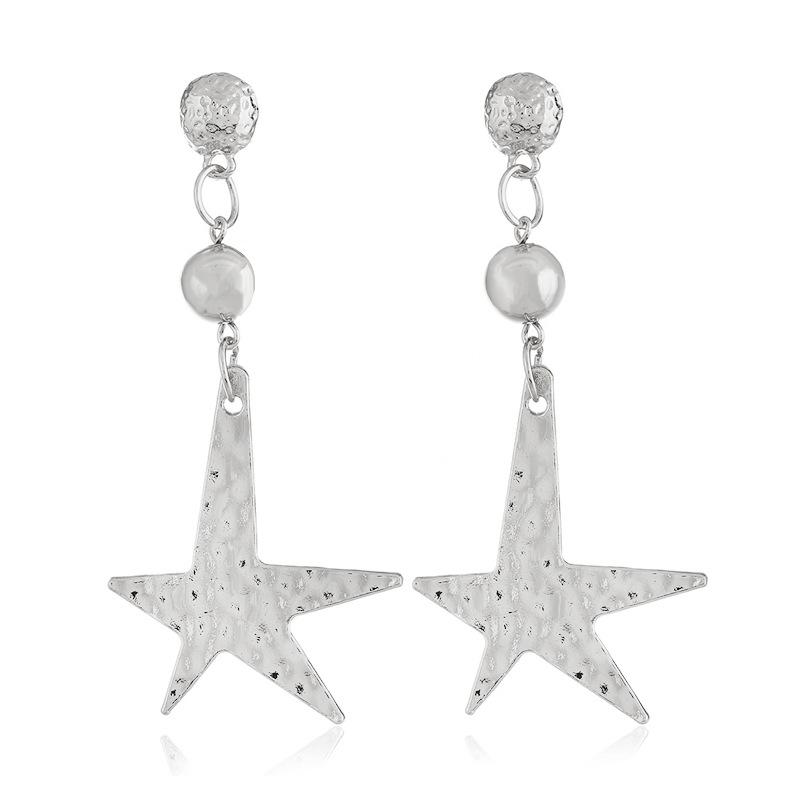 European Creative Five-Pointed Star Metal Pendant Earrings