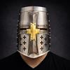 Knights Templar Great Helm Medieval Crusader Helmet with Holy Cross Steel Knight Armor
