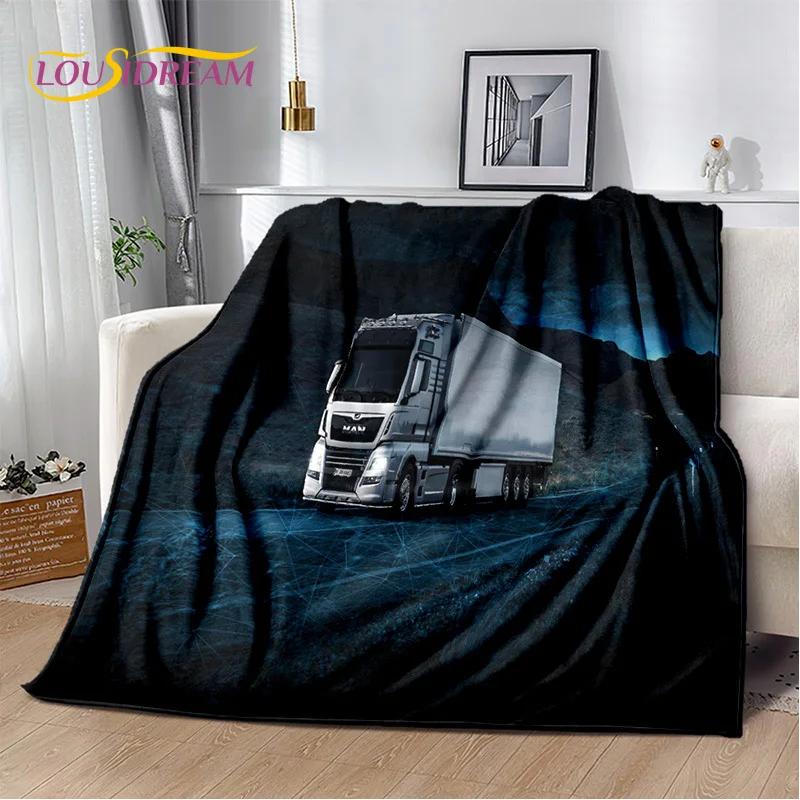 MAN Truck Lorry 3D Printing Soft Flannel Blankets,Throw Blanket Comfortable Blanket for Picnic Beds Sofa Home Bedroom Gifts Kids