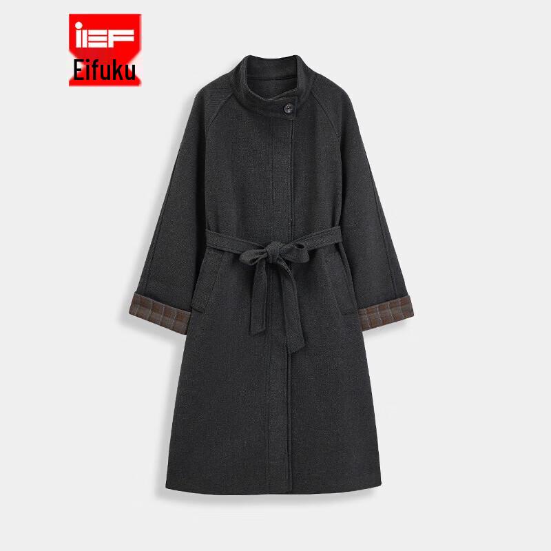 IEF 2025 Winter Korean Style Wool Blend Belted Long Coat
