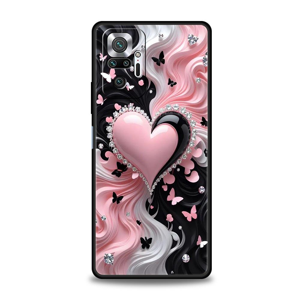 Colored Love Heart Printed Phone Case Cover for Redmi 14C 10C Note 15 14 13 12 10 11 K40 Pro Plus 5G Shockproof Soft TPU Shell