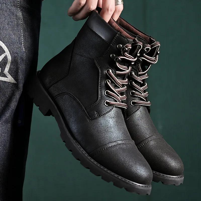 Men's Winter High-Top Chelsea Boots, Comfortable Non-Slip Platform Boots, Wear-Resistant Autumn Warm Ankle Shoes