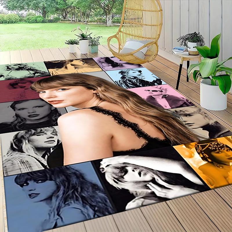 Taylor Swift Pop Art Collage Carpet Rug Soft Washable Antislip Home Living Room Sofa Mats Personalized Christmas Rug