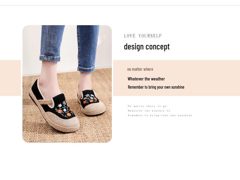 Spring Women's Ethnic Style Slip-on Espadrilles – Comfortable Old Beijing Cloth Shoes